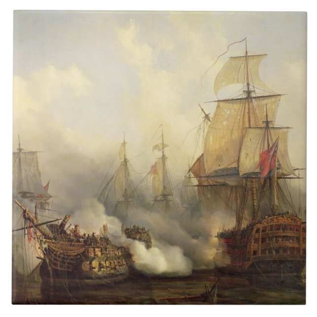 Das Redoutable bei Trafalgar, am 21. Oktober 1805 Fliese (Vorderseite)