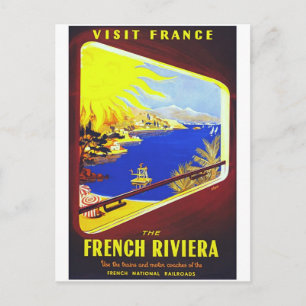 Das Reiseplakat der französischen Riviera Postkarte