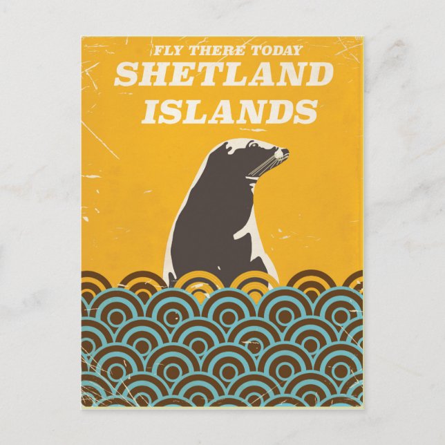 Das Reiseplakat der Shetland Islands Postkarte (Vorderseite)