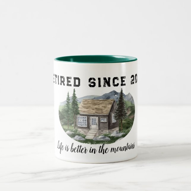 Das Rentenleben ist besser in den Bergen wandern Zweifarbige Tasse (Mittel)