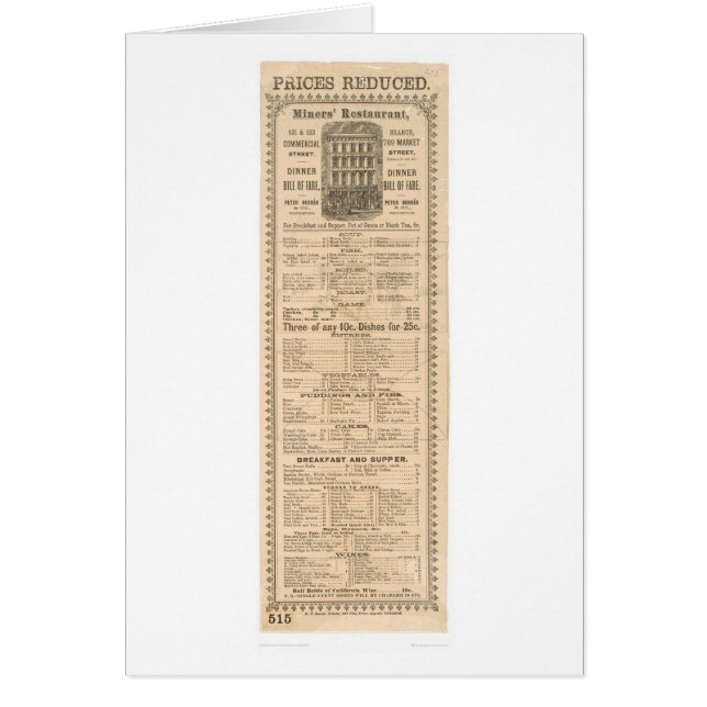 Das Restaurant-Menü der Bergmänner (1083A) (Vorne)