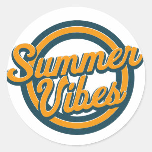 Das Retro-Logo der Summer vibes. Runder Aufkleber