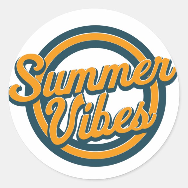 Das Retro-Logo der Summer vibes. Runder Aufkleber (Vorderseite)