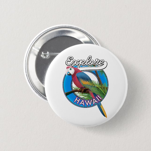 Das Retro-Logo von Hawaii entdecken Button (Vorne & Hinten)