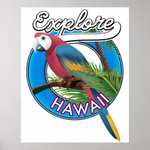 Das Retro-Logo von Hawaii entdecken Poster