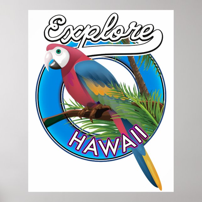 Das Retro-Logo von Hawaii entdecken Poster (Vorne)