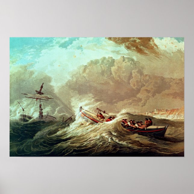 Das Rettungsboot vor Tynemouth Bay Poster (Vorne)