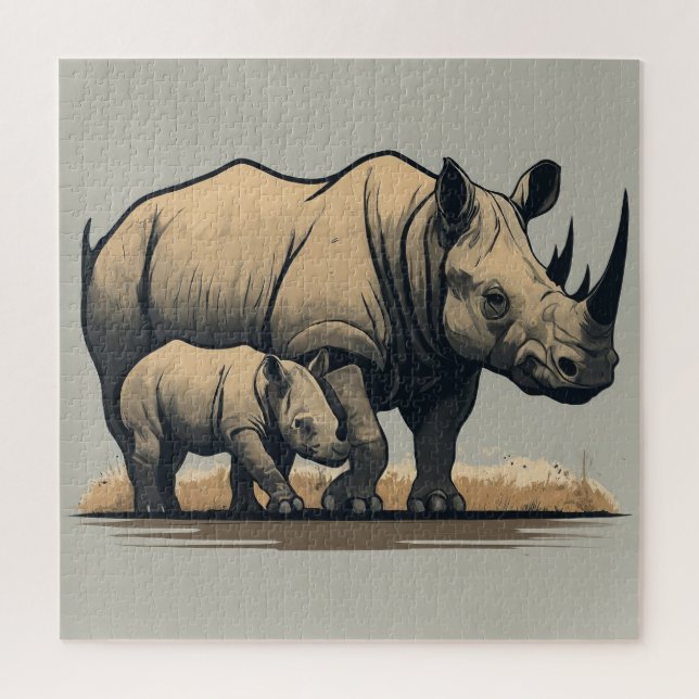 Das Rhino und sein Kalb Puzzle (Vertikal)
