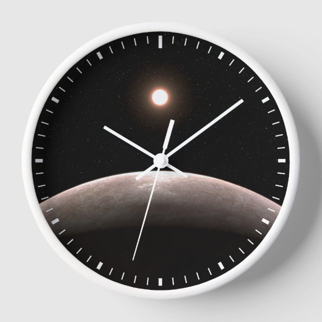 Das Rocky Exoplanet Lhs 475 B und sein Host Star. Uhr (Vorderseite)