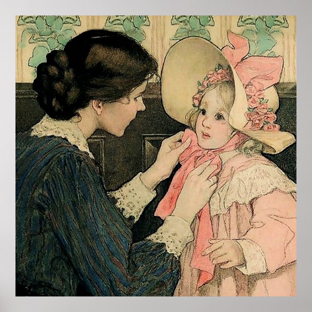 Das rosa Bonnet von Jessie Willcox Smith Poster (Vorne)