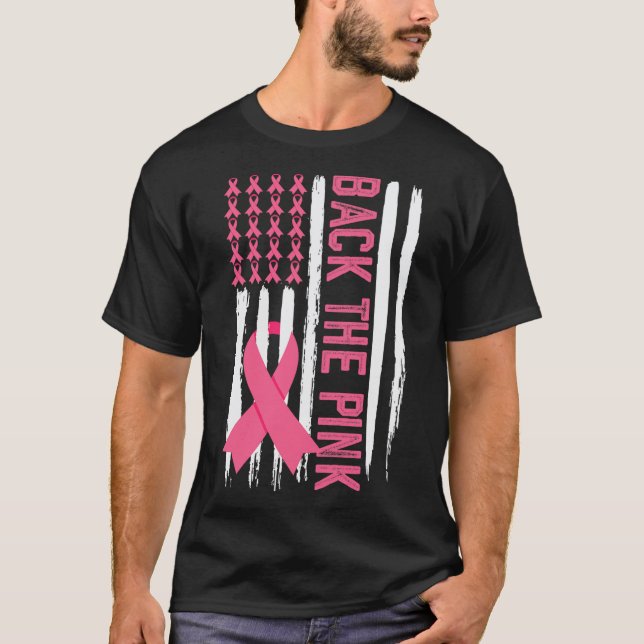 Das rosa Brustkrebs-Bewusstsein der USA Flag Pink  T-Shirt (Vorderseite)