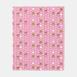 Das rosa Grinch- und Cindy-Lou-Herzmuster Fleecedecke