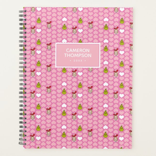 Das rosa Grinch- und Cindy-Lou-Herzmuster Planer (Vorderseite)