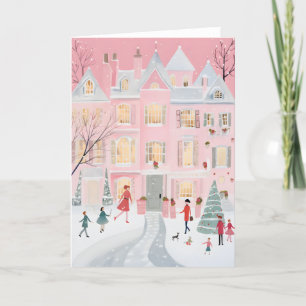 Das Rosa Haus Impressionistische Kunst Feiertagskarte