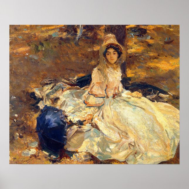 Das rosa Kleid von John Singer Sargent Poster (Vorne)