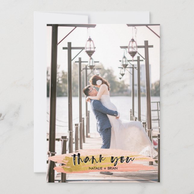 Das Rosa und Gold gebürstet werden, danken Ihnen Dankeskarte (Vorderseite)