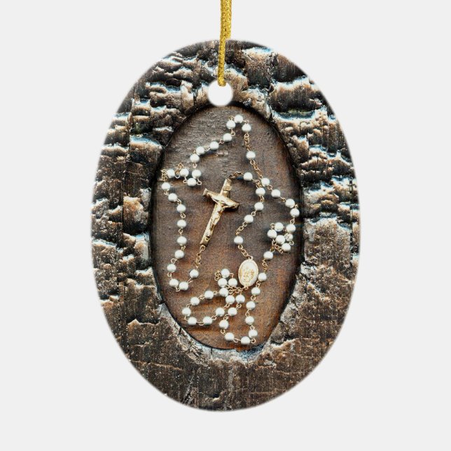 Das Rosenkranz und das Gebet zur Heilung Keramik Ornament (Vorne)