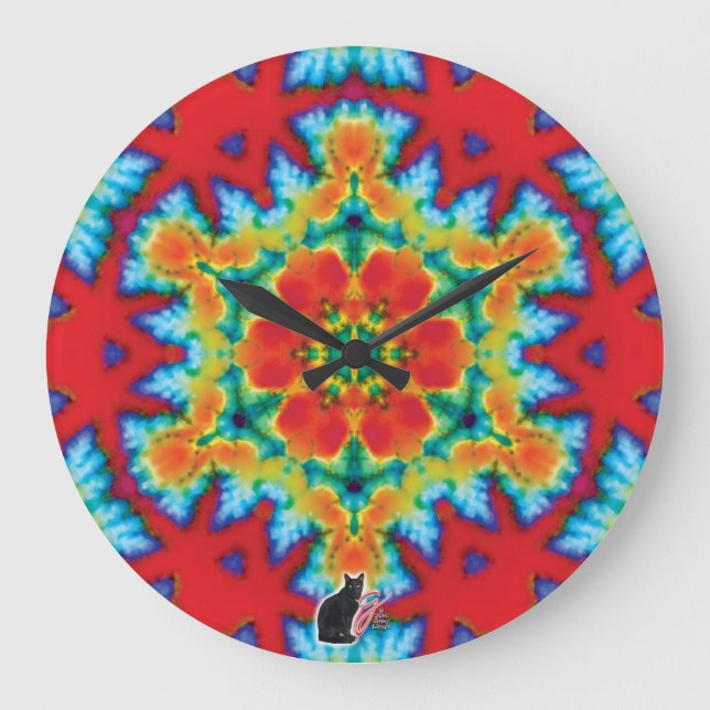 Das Rosey Kaleidoskop Große Wanduhr (Vorderseite)