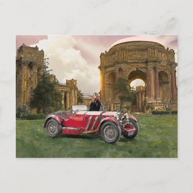 Das rote Auto Postkarte (Vorderseite)
