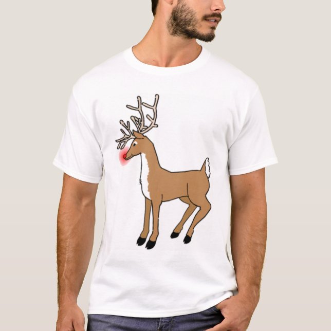Das rote gerochene Ren T-Shirt (Vorderseite)