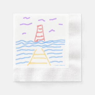 Das rote Leuchtturm und das gelbe Pfeifenpapier Na Serviette