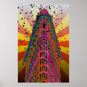 Das rötliche Flatiron-Gebäude, gelbe Schwellen Poster
