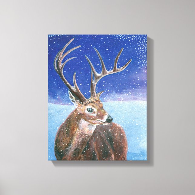 Das Rotwild (Cervus elaphus) & Winter Leinwanddruck (Vorderseite)