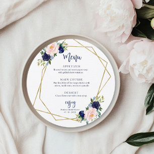 Das Round-Menu des Navy Blue-Gold-Brautparty Einladung