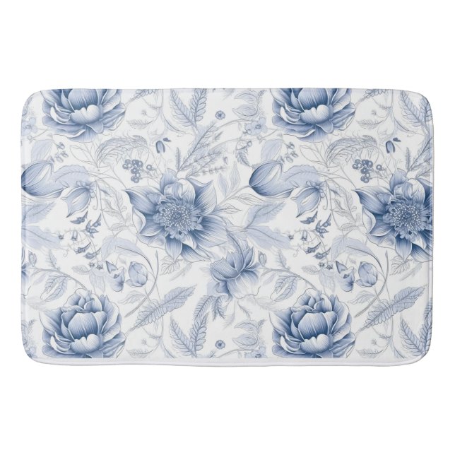 Das Royal Blue Porcelain Blumenmuster Vol.1 Thro Badematte (Vorderseite)