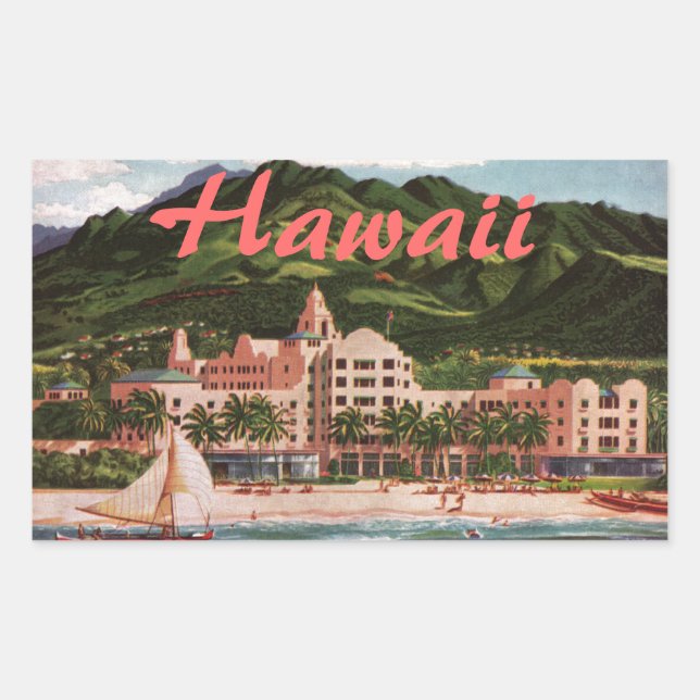 Das Royal Hawaiian Hotel Rechteckiger Aufkleber (Vorderseite)