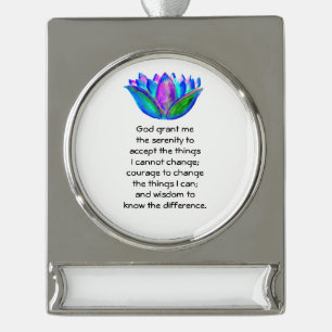 Das ruhige Gebet mit dem farbenprächtigen Lotus Bl Banner-Ornament Silber