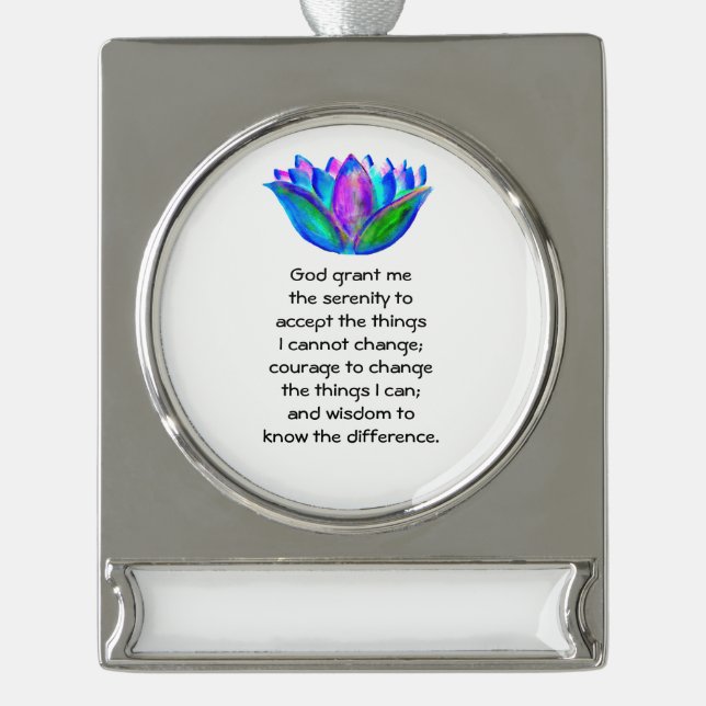 Das ruhige Gebet mit dem farbenprächtigen Lotus Bl Banner-Ornament Silber (Vorderseite)