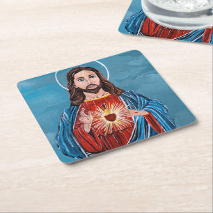 Das Sacred Heart Gemälde von Alfred Fox Rechteckiger Pappuntersetzer