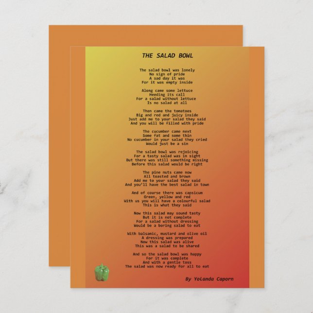 Das Salad Bowl Paper Sheet (Vorne/Hinten)