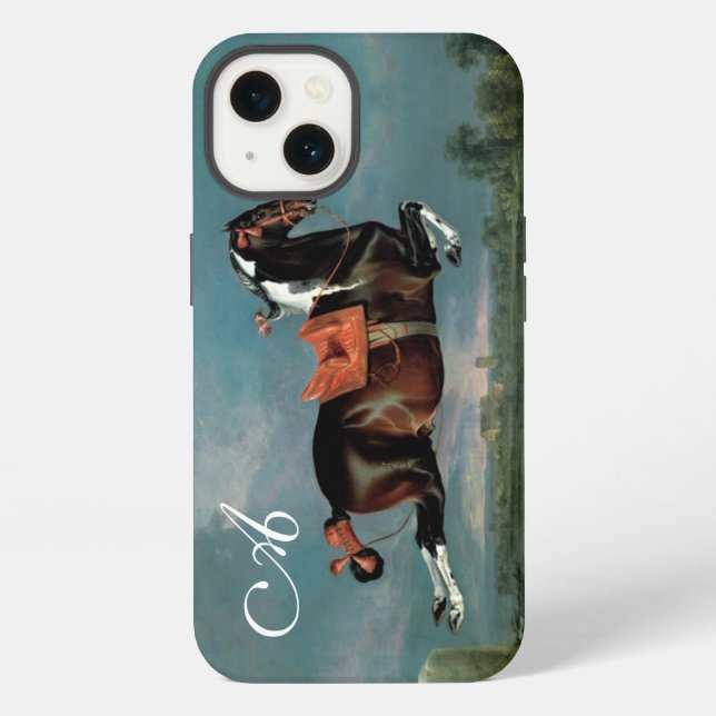 Das Scheckenpferd "Cehero' aufbäumendes Monogramm iPhone Hülle (Rückseite)