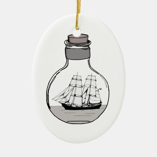 Das Schiff in der Glühlampe Keramikornament (Vorne)