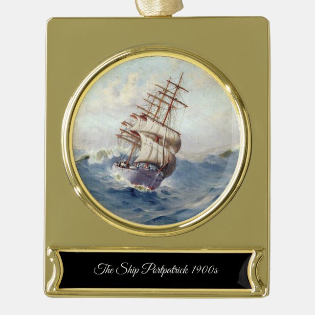 Das Schiff Portpatrick 1900er Banner-Ornament Gold (Vorderseite)