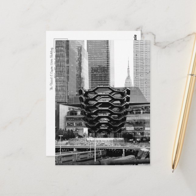 Das Schiff und das Empire State Gebäude Postkarte (Vorderseite/Rückseite Beispiel)