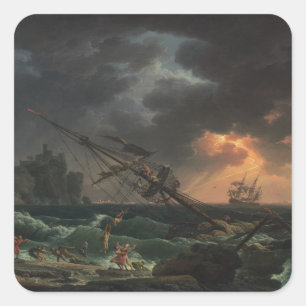 Das Schiffswrack von Claude-Joseph Vernet Quadratischer Aufkleber