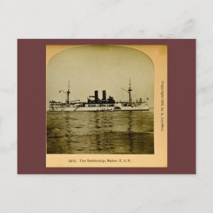Das Schlachtschiff Maine Vintage Stereoview Postkarte