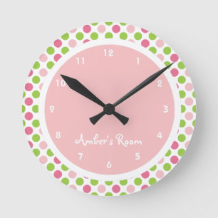 Das Schlafzimmer des Limones u. rosa Runde Wanduhr