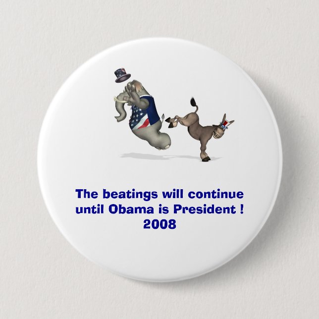 Das Schlagen fährt fort, bis Obama ........ ist Button (Vorderseite)