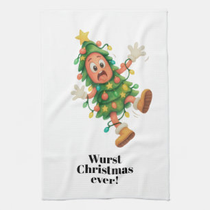 Das schlimmste Weihnachten ever! Lustige Salami Geschirrtuch