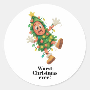 Das schlimmste Weihnachten ever! Lustige Salami Runder Aufkleber