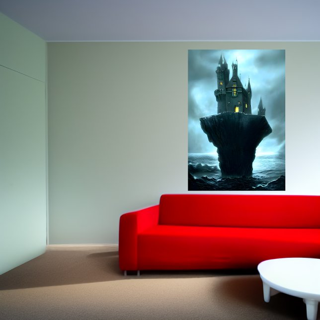 Das Schloss, der Felsen, das Meer | AI Art Poster (Von Creator hochgeladen)