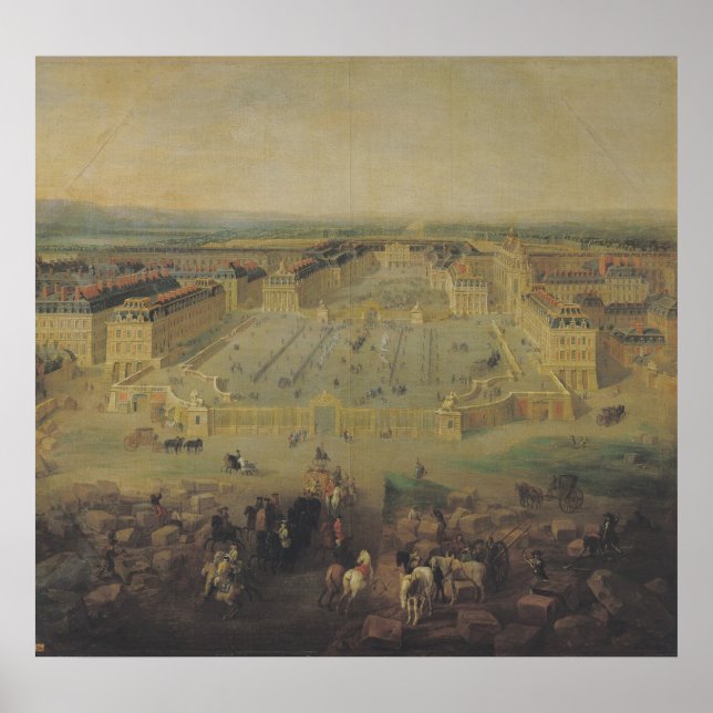 Das Schloss von Versailles und der Platz Poster (Vorne)