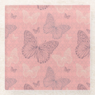 Das Schmetterlings-Rosa Glasuntersetzer