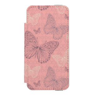 Das Schmetterlings-Rosa Incipio Watson™ iPhone 5 Geldbörsen Hülle