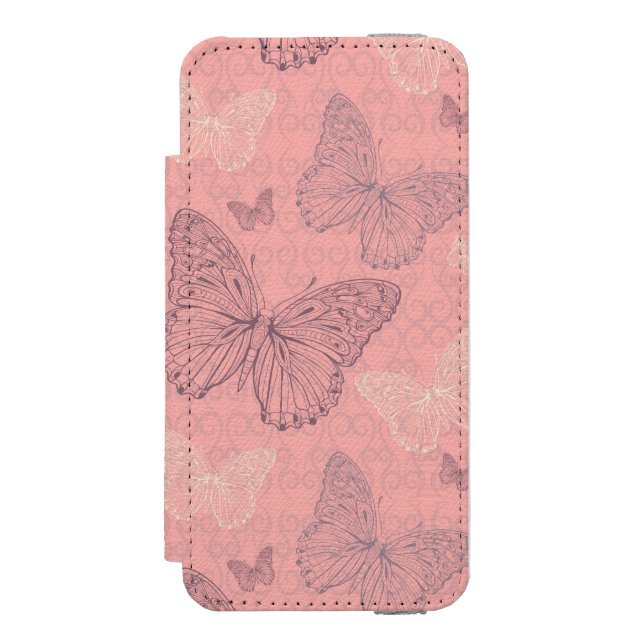 Das Schmetterlings-Rosa Incipio iPhone Geldbeutel-Hülle (Folio Vorderseite)
