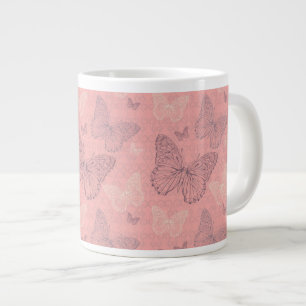 Das Schmetterlings-Rosa Jumbo-Tasse